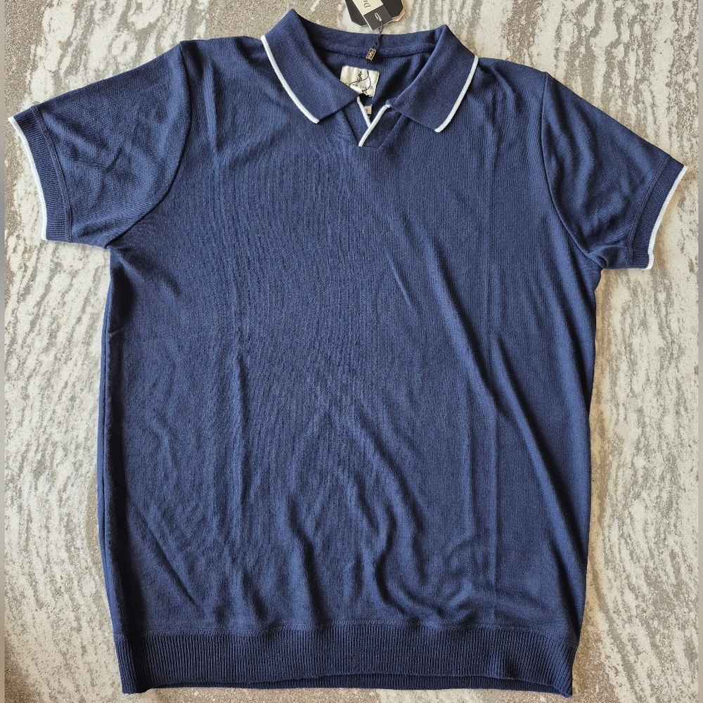 Scotch James Men's Open Collar Knit Polo Shirt. Size Large. New - Picture 2 of 2